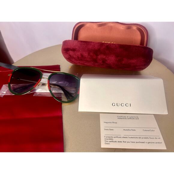 Gucci Metal Aviator Sunglasses. GG0062S-003. New with case and COA. - Picture 3 of 4